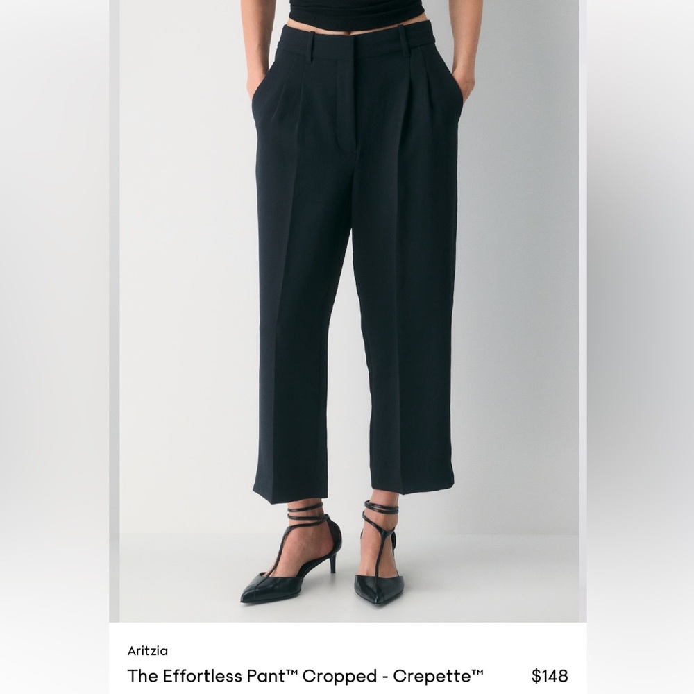 Aritzia Wilfred Black Effortless Cropped Pants